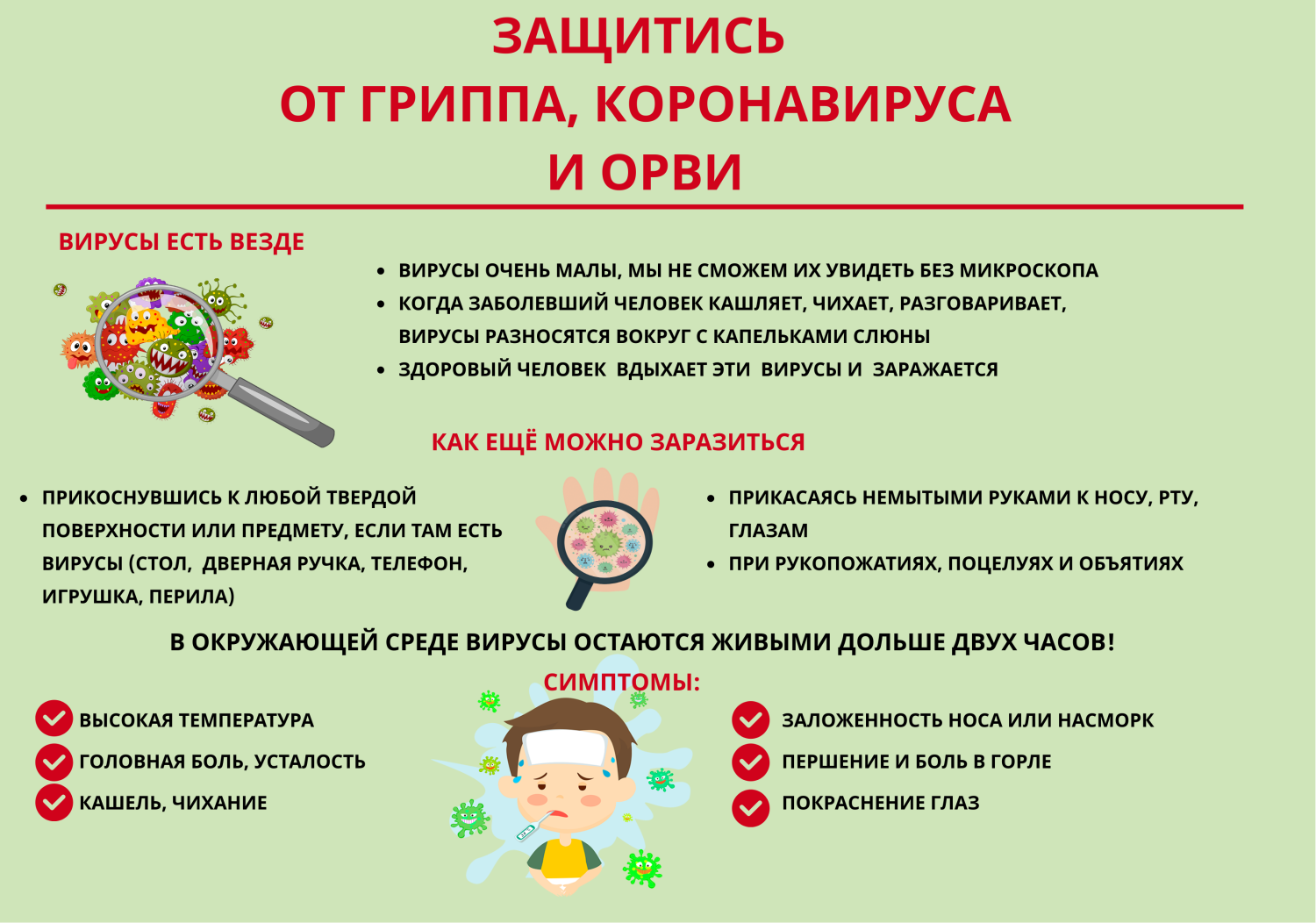 Правила защиты от гриппа, коронавируса и ОРВИ Правила защиты от гриппа, коронавируса и ОРВИ