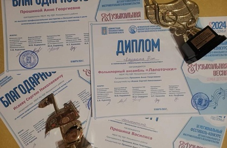 Детский фольклорный ансамбль "Лапоточки" МБУК МЦ РДК принял участие в V l региональном фестивале - конкурсе детского вокального - инструментального исполнительства "Музыкальная весна. Семья. Детство", посвящённого Году семьи. Детский фольклорный ансамбль "Лапоточки" МБУК МЦ РДК принял участие в V l региональном фестивале - конкурсе детского вокального - инструментального исполнительства "Музыкальная весна. Семья. Детство", посвящённого Году семьи.