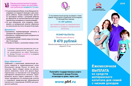 Ежемесячная денежная выплата из средств материнского капитала для семей с низким доходом Ежемесячная денежная выплата из средств материнского капитала для семей с низким доходом