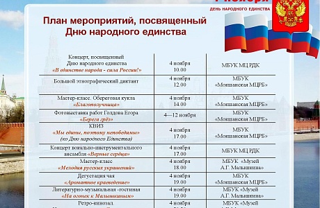 План мероприятий, посвященный Дню народного единства! План мероприятий, посвященный Дню народного единства!