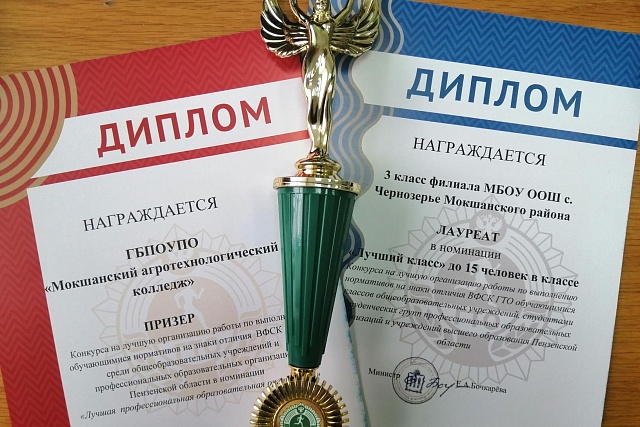 Получена награда призера областного конкурса на лучшую организацию работы по выполнению обучающимися нормативов на знаки отличия ВФСК «ГТО» среди профессиональных образовательных организаций Пензенской области Получена награда призера областного конкурса на лучшую организацию работы по выполнению обучающимися нормативов на знаки отличия ВФСК «ГТО» среди профессиональных образовательных организаций Пензенской области